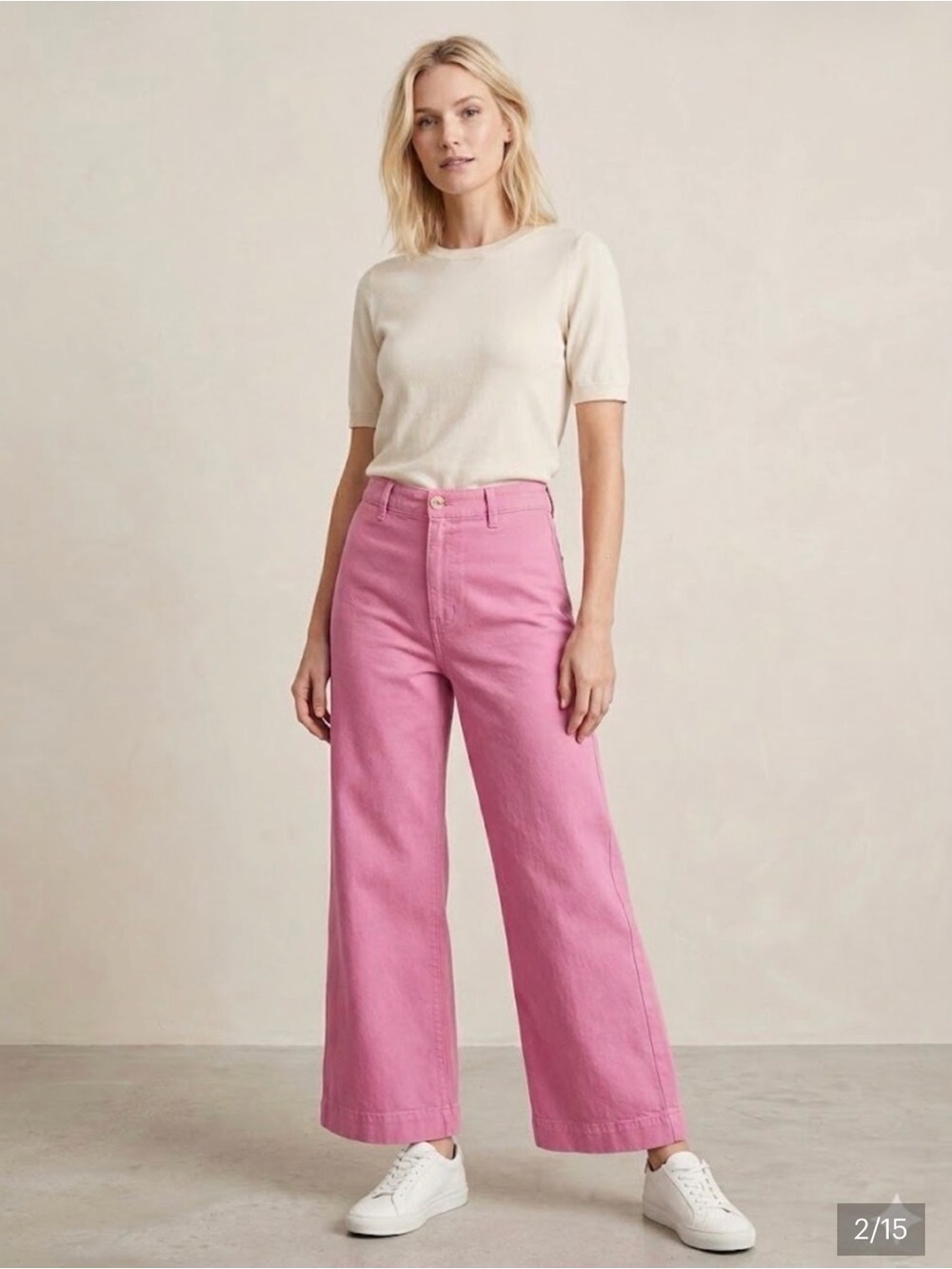 Naf Naf Paris Women's Pink Wide Leg High Rise Denim Jeans Size 6